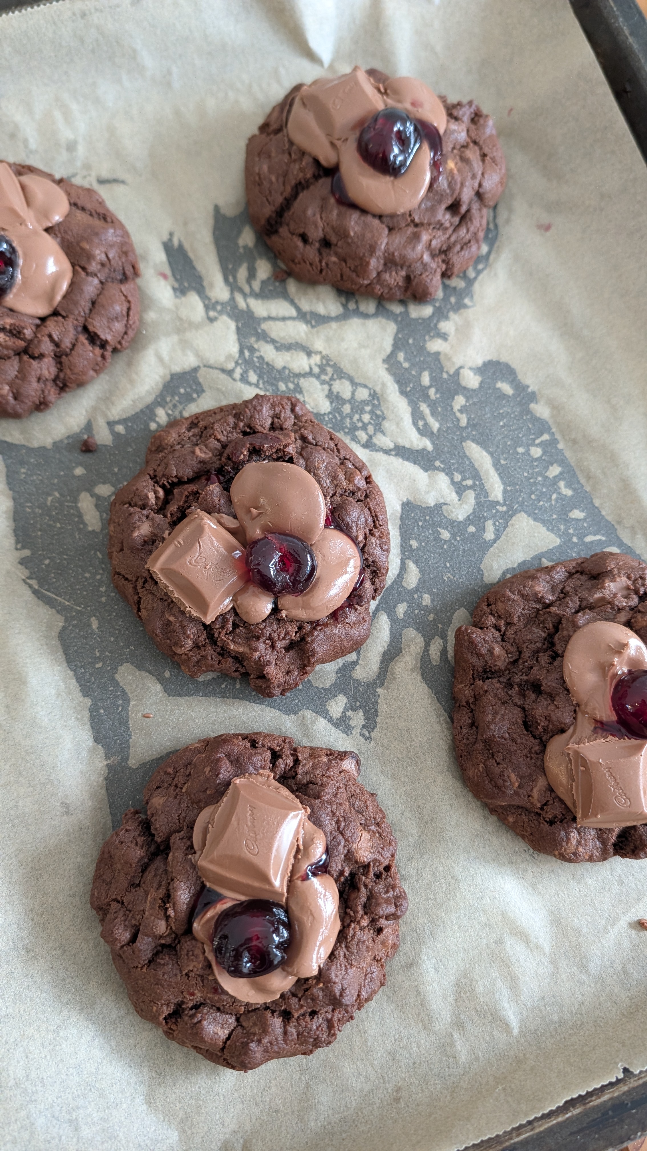 Double Choc Cherry Stuffed NYC Cookie 